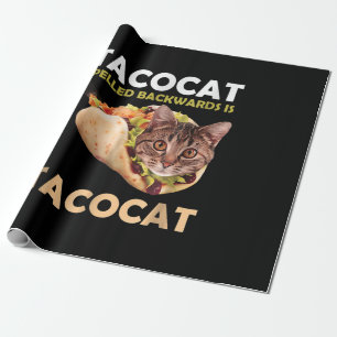 Papier Cadeau Tacocat mignon Taco Chat épelé vers l'arrière