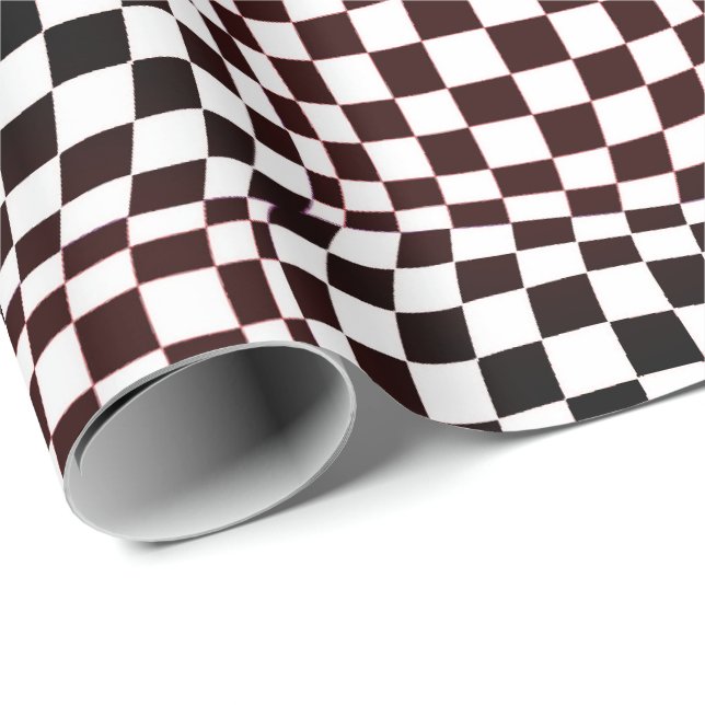 Papier Cadeau Taffi Op Art noir et blanc (Coin rond)