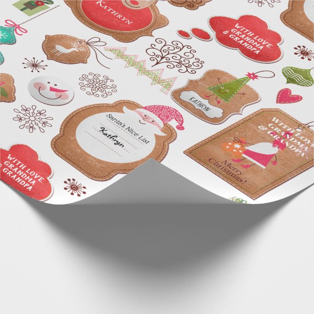 Papier Cadeau Tags de Noël personnalisés (Coin)