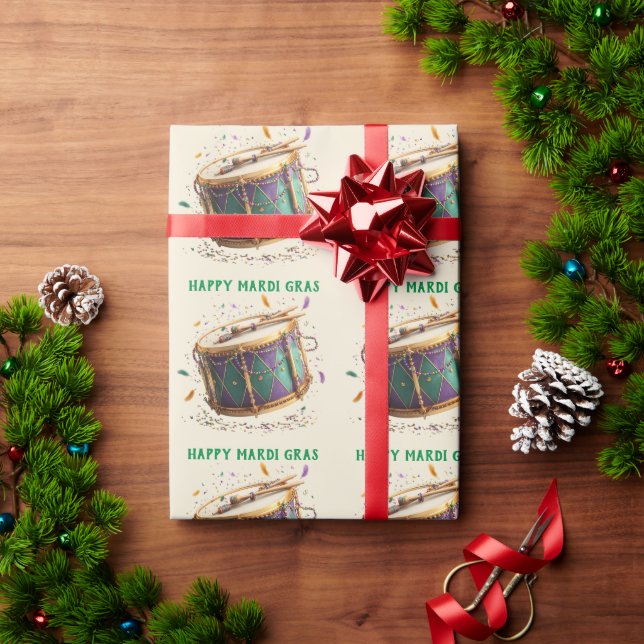 Papier Cadeau Tambour festif de Mardi Gras (Cadeau de vacances)