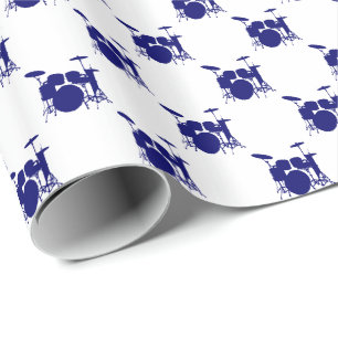 Papier Cadeau Tambour foncé de bleu marine de musique réglé sur