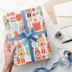 Papier Cadeau Tambours de Casse-Noisette Colorés Motif de Noël