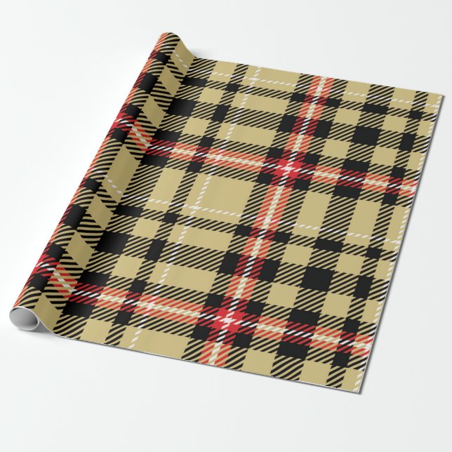 Papier Cadeau Tan and Red Twill plaid (Déroulé)