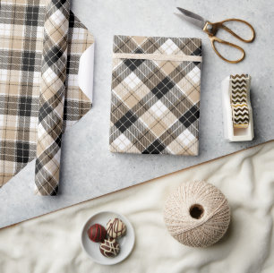Papier Cadeau Tan et plaid noir
