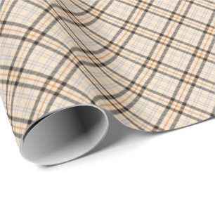 Papier Cadeau Tan Farmhouse Plaid Motif de Noël