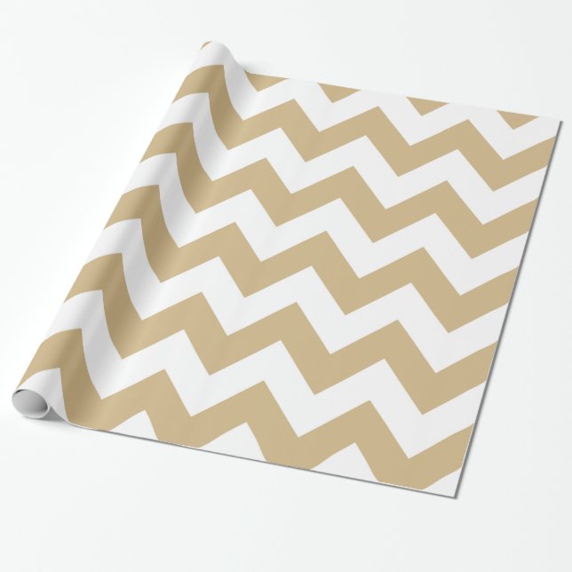 Papier Cadeau Tan Neutral Chevrons (Déroulé)