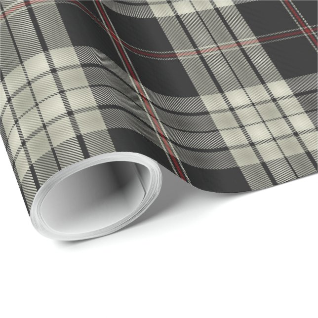 Papier Cadeau Tan Noir Écru Rouge Tartan Plaid (Coin rond)