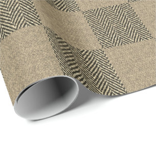 Papier Cadeau Tan Rustique Brown Buffalo Plaid Motif