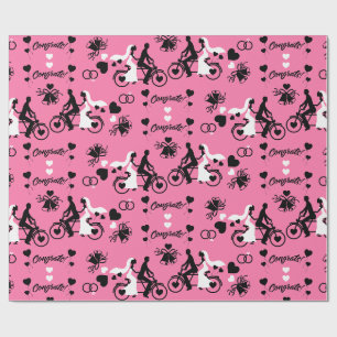 Papier Cadeau Tandem Bicyclette Romantique Mariage Et Fiançaille
