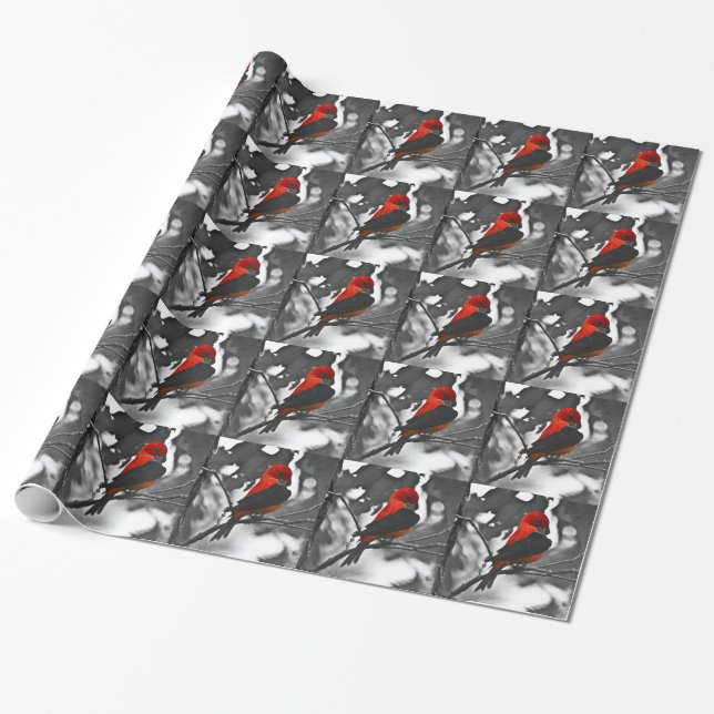 Papier Cadeau Tangara écarlate mâle (Déroulé)