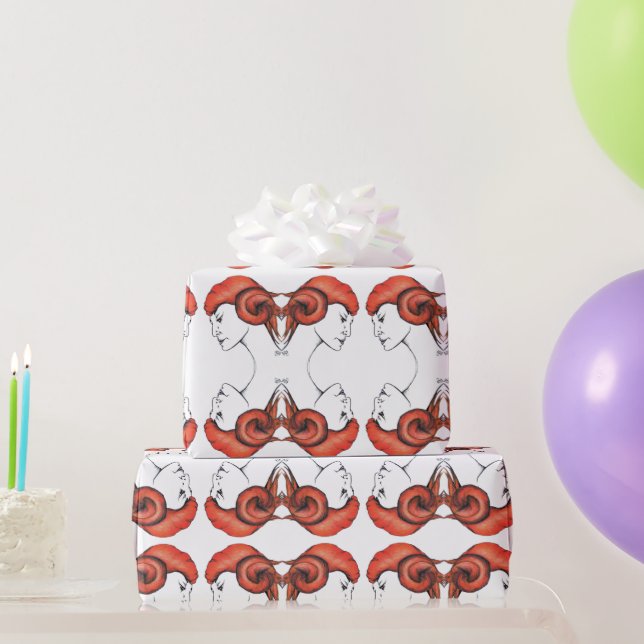 Papier Cadeau Tangerine Orange Haired Woman Portrait Pop Art (Cadeaux de fête)