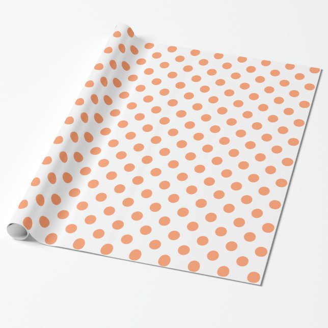 Papier Cadeau Tangerine Orange Points de Polka Cercles (Déroulé)