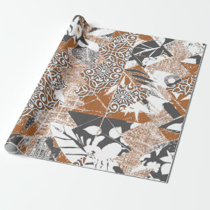 Papier Cadeau Tapa tissu tribal de style hawaïen abstrait patchw
