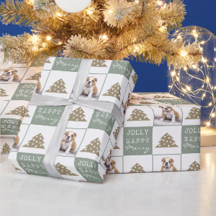 Papier Cadeau Tape-à-l'œil de chien mignon typographie arbre de