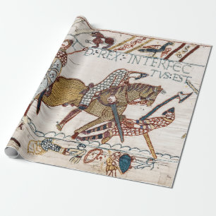 Papier Cadeau TAPESTRE BAYEUX Mort du roi Harold à la bataille
