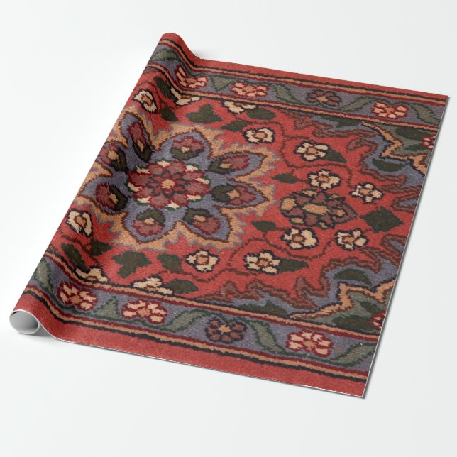 Papier Cadeau Tapis floral de tapis oriental d'antiquité persan  (Déroulé)