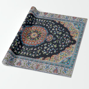 Papier Cadeau Tapis Kilim Ancien Oriental Bleu Beau