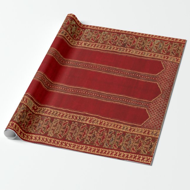 Papier Cadeau Tapis persan turc oriental rouge (Déroulé)