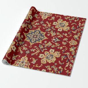 Papier Cadeau Tapis persan vintage rouge or Kashan tapis persan
