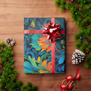 Papier Cadeau Tapisserie florale Abstraite Gras Vivid Coloré