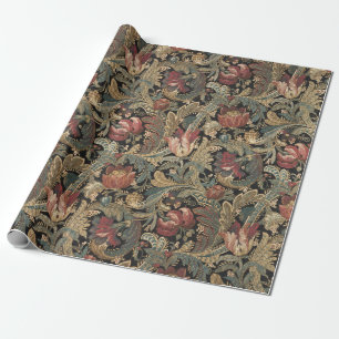 Papier Cadeau Tapisserie florale Vintage riche Brocade Damask 19