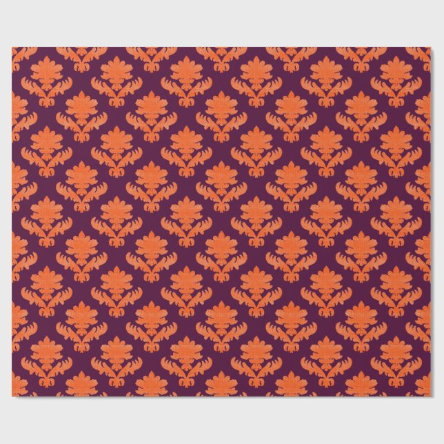 Papier Cadeau Tapisserie française orange burgundy (Plat)