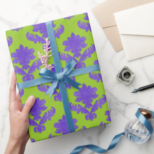 Papier Cadeau Tapisserie française violette et verte