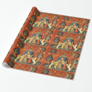 Papier Cadeau Tapisserie Médiévale de la Dame et la Licorne : Ar
