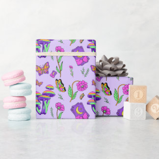 Papier Cadeau Tarot Champignon Vibrant Psychédélique Ésotérique