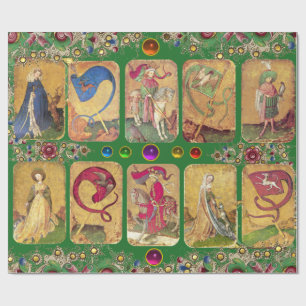 Papier Cadeau Tarots antiques, Cartes de cour allemandes, Drapea
