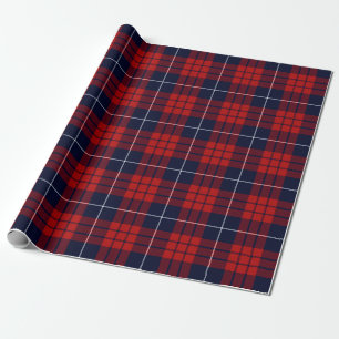 Papier Cadeau Tartan à carreaux bleu rouge Noël Nouvel An rétro