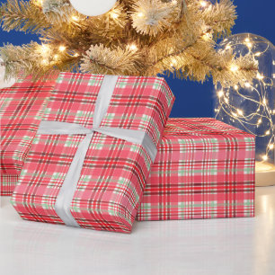 Papier Cadeau Tartan à carreaux rose