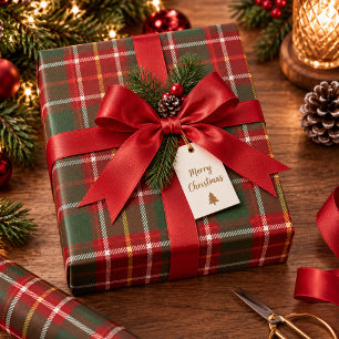 Papier Cadeau Tartan à carreaux rouge et vert Noël classique