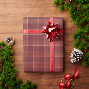Papier Cadeau Tartan à carreaux rouge foncé