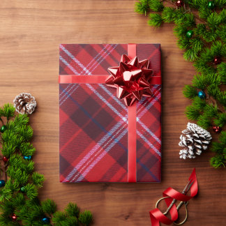 Papier Cadeau Tartan à carreaux rouge gras noir et blanc