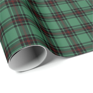 Papier Cadeau Tartan antique du district de Fife verte et noire