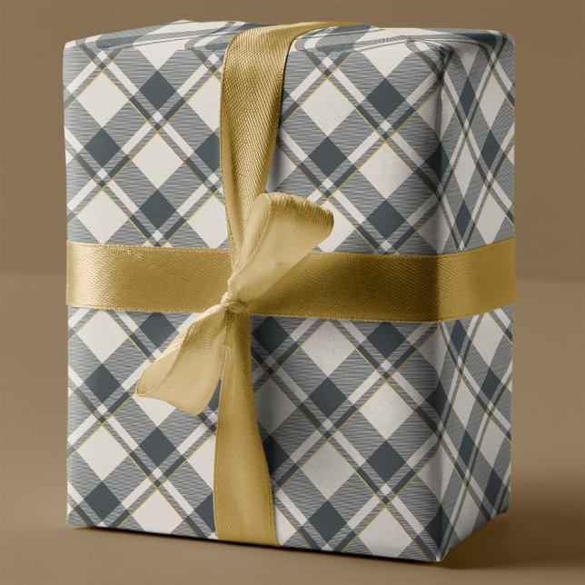 Papier Cadeau Tartan beige et vert foncé Plaid Noël (Créateur téléchargé)
