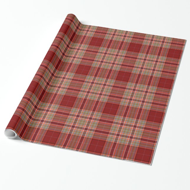 Papier Cadeau Tartan blanc rouge (Déroulé)