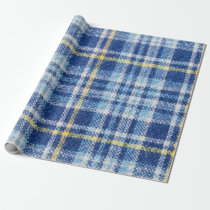 Papier Cadeau Tartan bleu et jaune ou arrière - plan plaid pour