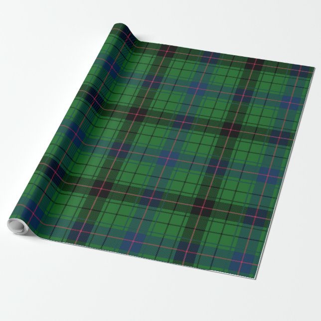 Papier Cadeau Tartan bleu noir vert plaid (Déroulé)