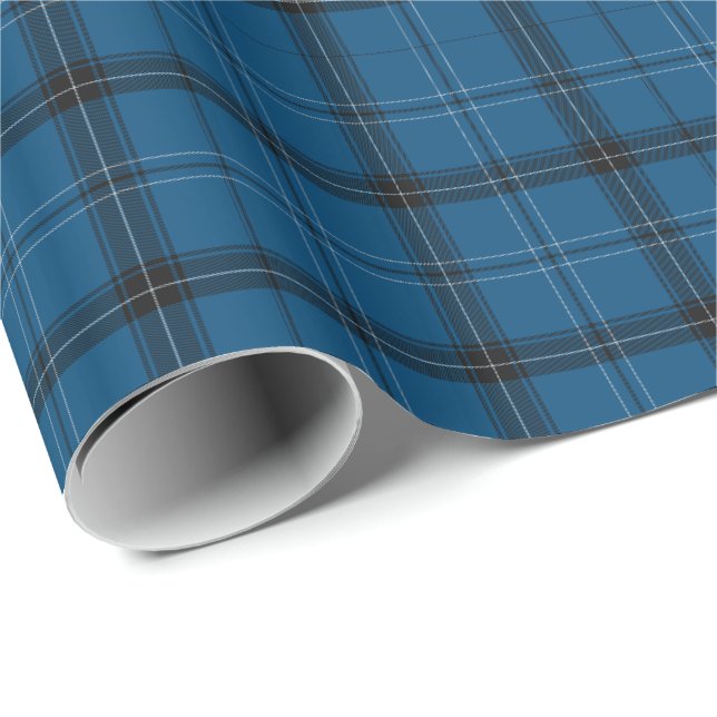 Papier Cadeau Tartan bleu Ramsay écossais (Coin rond)