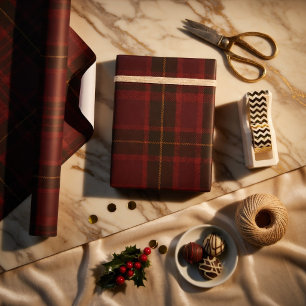 Papier Cadeau Tartan Bourguignon Élégant