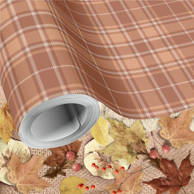 Papier Cadeau Tartan - Brown Brûlé Sienne-Terracotta-Lait (Burnt Sienna-Terracotta-Milky Brown- Wrapping Paper Roll by Leapfroglisics Shop)