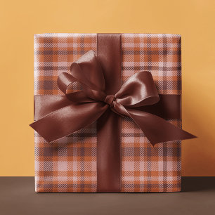 Papier Cadeau Tartan Brun Élégant Plaid Personnalisé
