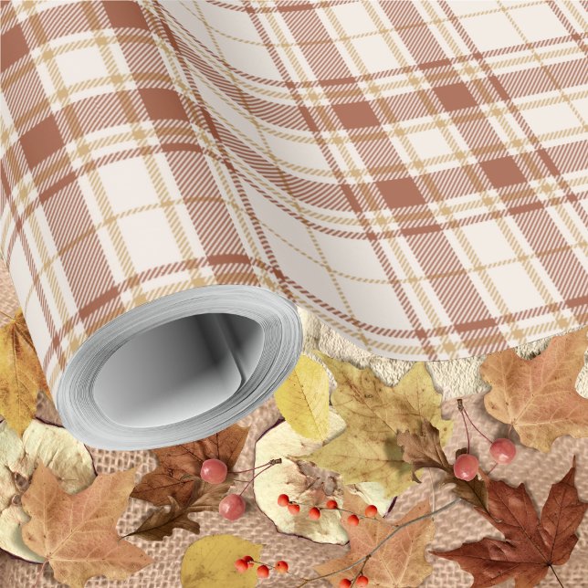 Papier Cadeau Tartan - Cement Brûlé Sienna-Rustic Gold (Tartan -Cement- Burnt Sienna-Rustic Gold- Wrapping Paper Roll by Leapfroglisics Shop)
