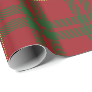 Papier Cadeau Tartan Clan MacTavish Plaid Green Red Check
