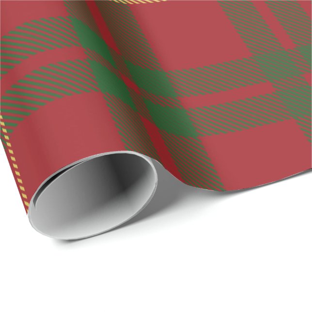Papier Cadeau Tartan Clan MacTavish Plaid Green Red Check (Coin rond)