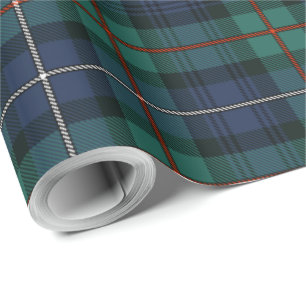 Papier Cadeau Tartan Clan Robertson Plaid Green Purple Check