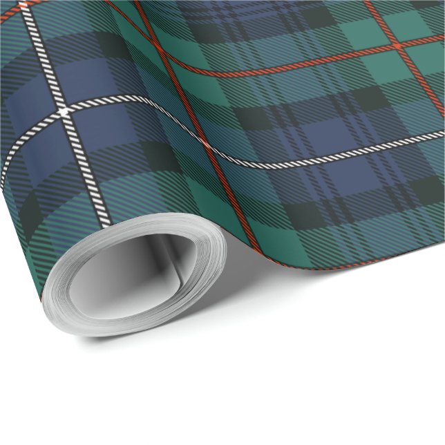 Papier Cadeau Tartan Clan Robertson Plaid Green Purple Check (Coin rond)