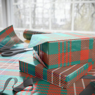 Papier Cadeau Tartan Clan Wilson Plaid Orange Blue Check